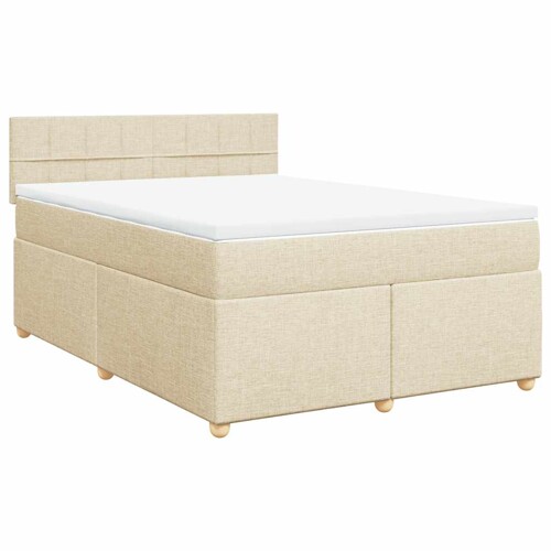 Krevet s oprugama i madracem krem 140 x 190 cm od tkanine - NOVO