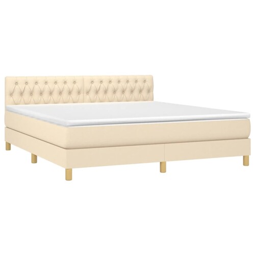 Krevet s oprugama i madracem krem 180x200 cm od tkanine - NOVO