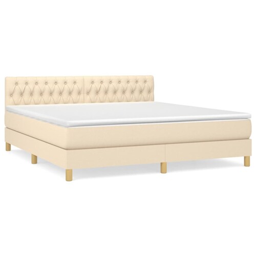 Krevet s oprugama i madracem krem 180x200 cm od tkanine - NOVO