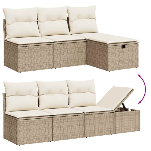 8-dijelni set vrtnih sofa od poliratana s jastucima bež - NOVO