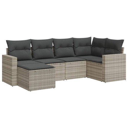 6-dijelni set vrtnih sofa od poliratana s jastucima svjetlosivi - NOVO
