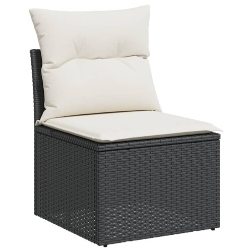 6-dijelni set vrtnih sofa s jastucima crni od poliratana - NOVO