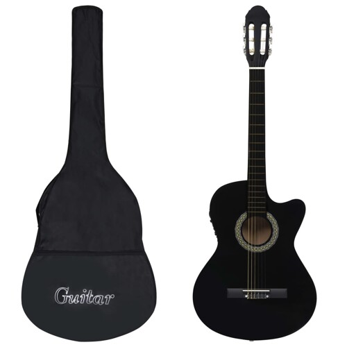 vidaXL 12-dijelni set gitare Western s ujednačivačem i 6 žica crni
