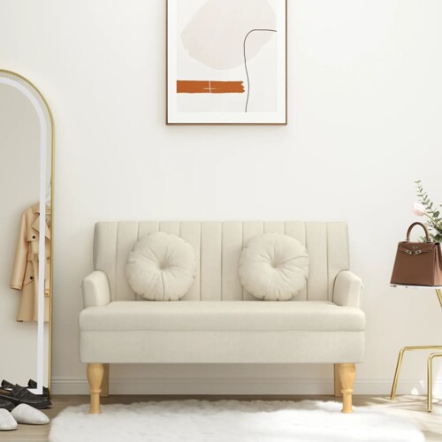 vidaXL Klupa s jastucima 113 x 64,5 x 75,5 cm platnena