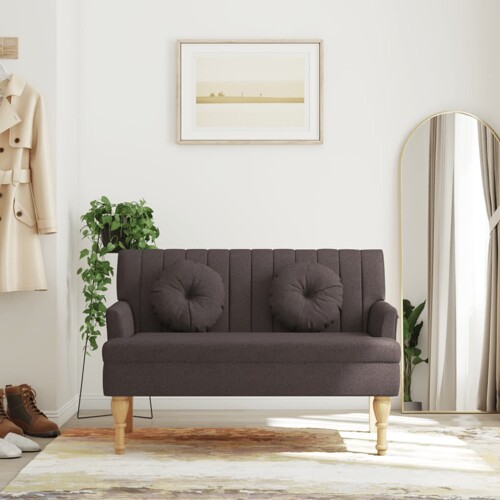 vidaXL Klupa s jastucima tamnosmeđa 113 x 64,5 x 75,5 cm od tkanine