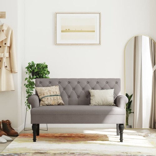 vidaXL Klupa s naslonom smeđesiva 120 x 62 x 75,5 cm od tkanine