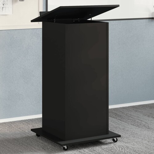 vidaXL Govornica s kotačima i ladicom crna 55 x 55 x 107 cm drvena