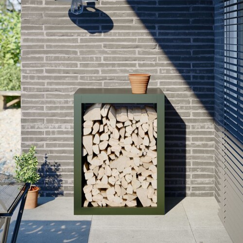 vidaXL Stalak za drva za ogrjev zeleni 60x40x80 cm čelični