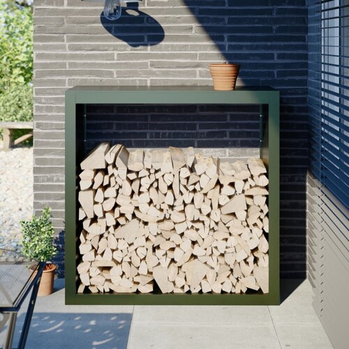 vidaXL Stalak za drva za ogrjev zeleni 100x40x100 cm čelični