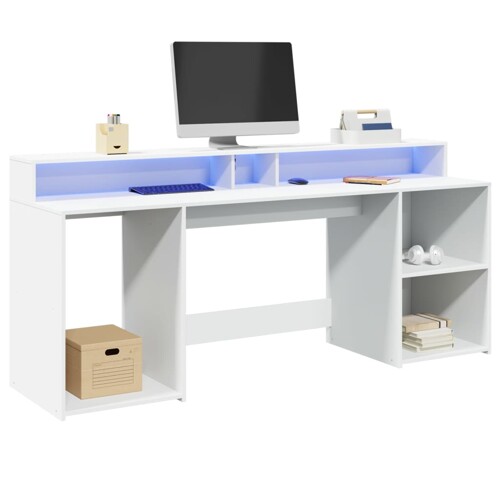 vidaXL Radni stol LED bijeli 200 x 55 x 91 cm od konstruiranog drva