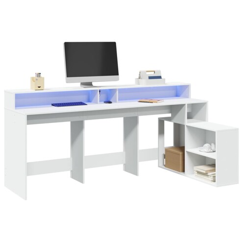 vidaXL Radni stol LED bijeli 200 x 104 x 91 cm od konstruiranog drva