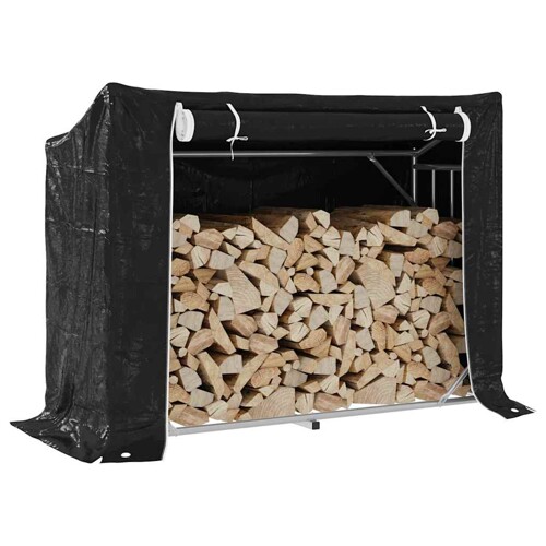 vidaXL Stalak za drva za ogrjev s kišnom navlakom 151x60,5x110,5 cm