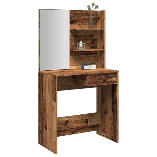 vidaXL Toaletni stol s ogledalom Staro drvo 74,5x40x141 cm