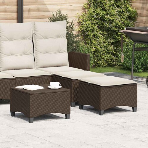 vidaXL Vrtni tabure s jastucima 2 kom smeđi 55x55x36 cm poliratan