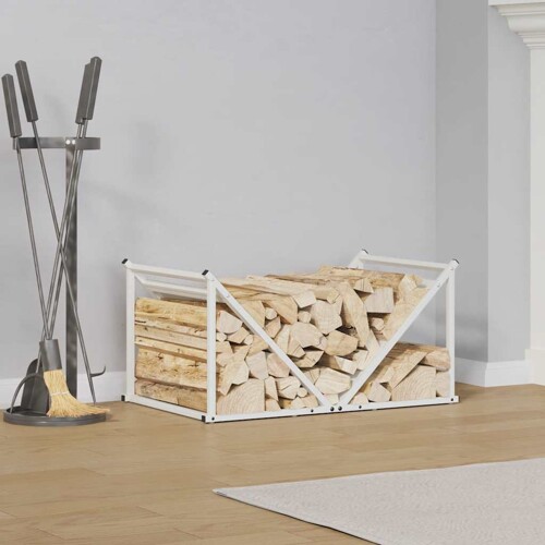 vidaXL Stalak za drva bijela 70x43x34,5 cm hladno valjani čelik
