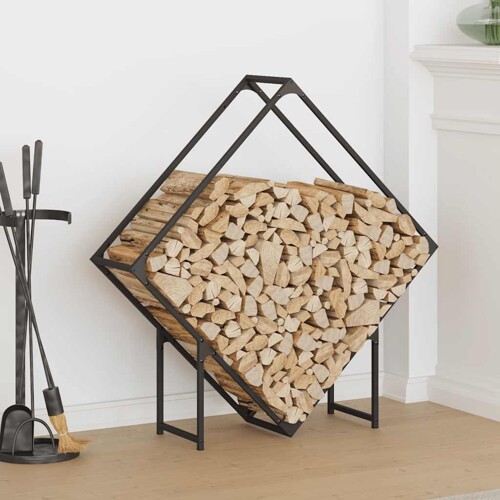 vidaXL Stalak za drva crni 100x25x100 cm Hladno valjani čelik