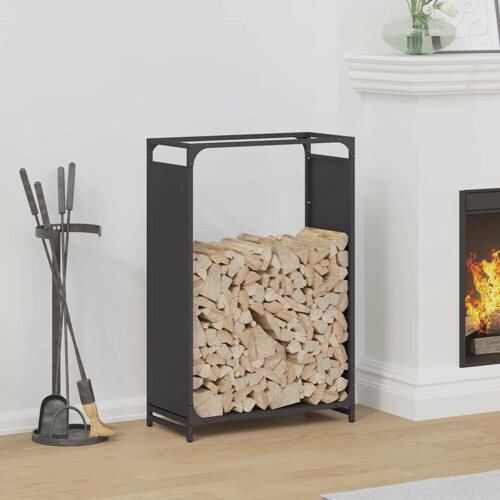 vidaXL Stalak za drva crni 60x28x90 cm Hladno valjani čelik