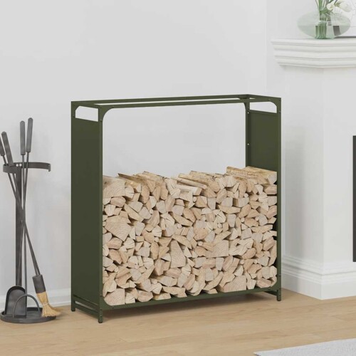 vidaXL Stalak za drva za ogrjev Maslinasto zelena 90x28x90 cm