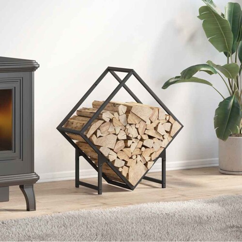 vidaXL Stalak za drva crni 60x25x60 cm Hladno valjani čelik