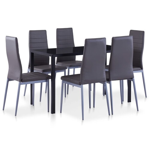vidaXL Sedmodijelni blagovaonski set sivi