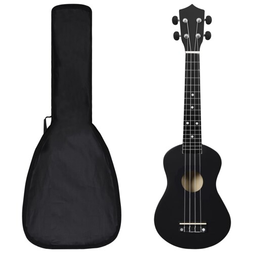 vidaXL Set dječjeg ukulelea Soprano s torbom crni 23 \\"