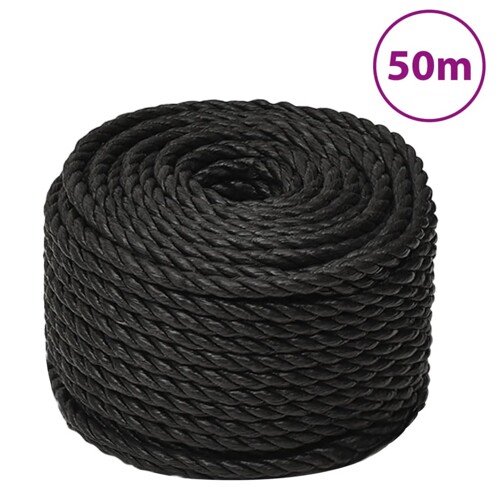vidaXL Radno uže crni 14 mm 50 m od polipropilena
