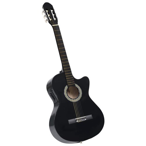 vidaXL Klasična gitara Western s ujednačivačem i 6 žica crna