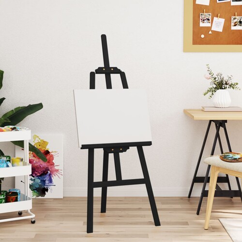 vidaXL Štafelaj crni 53,5 x 95 x 127 cm od masivne borovine
