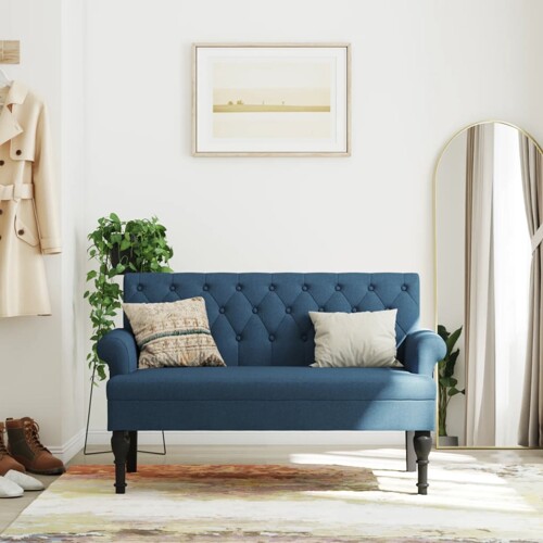vidaXL Klupa s naslonom plava 120 x 62 x 75,5 cm od tkanine