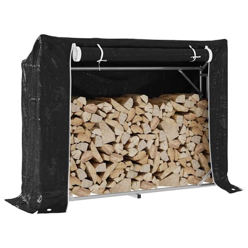 vidaXL Stalak za drva za ogrjev s kišnom navlakom 151x40,5x110,5 cm