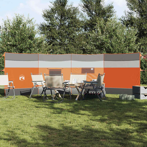 vidaXL Vjetrobran za kampiranje siva/narančasta 510x153 cm vodootporni