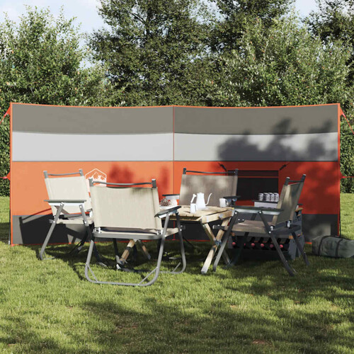 vidaXL Vjetrobran za kampiranje siva/narančasta 340x130 cm vodootporni