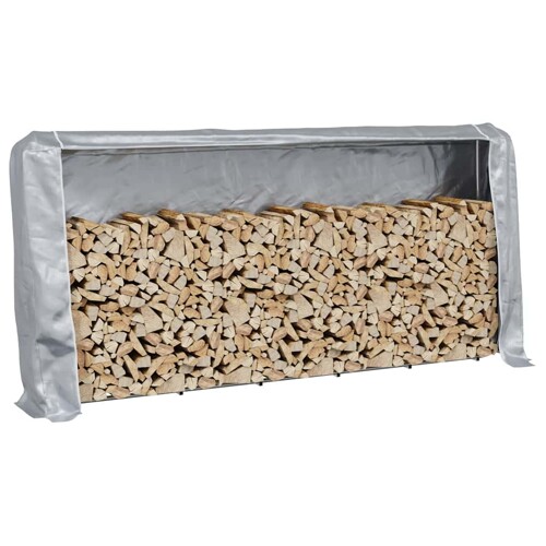 vidaXL Stalak za drva za ogrjev s kišnim pokrivačem 300x25x150 cm