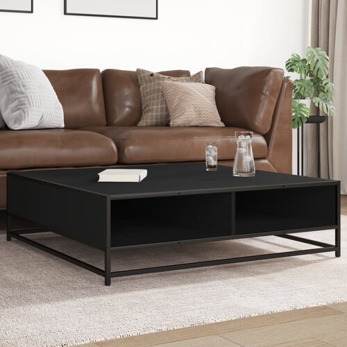 vidaXL Stol za kavu crni 100x100x30 cm Konstruirano drvo i metal