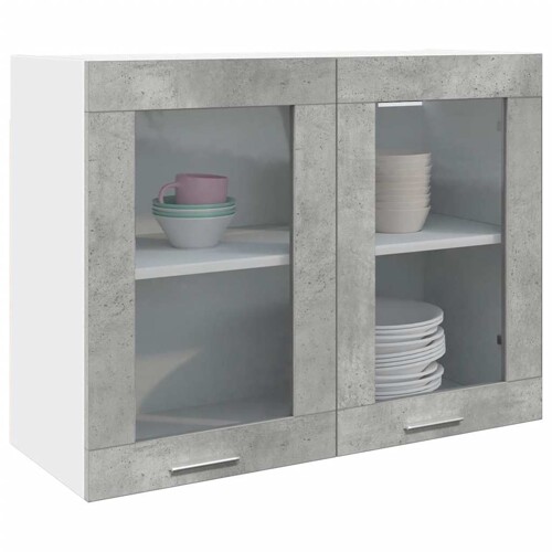 vidaXL Viseći stakleni ormar “Lyon” beton sivi 80x31x60 cm