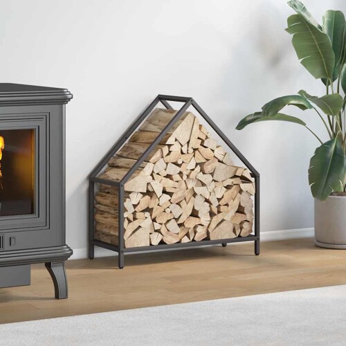 vidaXL Stalak za drva crni 60x25x60 cm Hladno valjani čelik