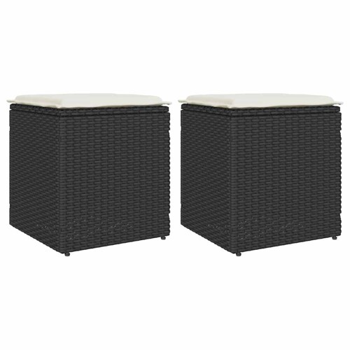 vidaXL Vrtni tabure s jastucima 2 kom crni 40x40x43 cm poliratan