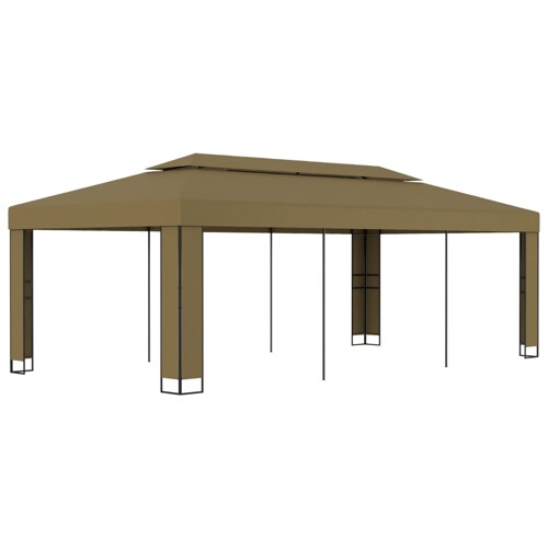 vidaXL Sjenica s dvostrukim krovom 3 x 6 m smeđe-siva 180 g/m²
