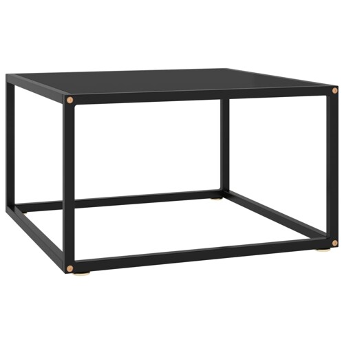 vidaXL Stolić za kavu crni s crnim staklom 60 x 60 x 35 cm