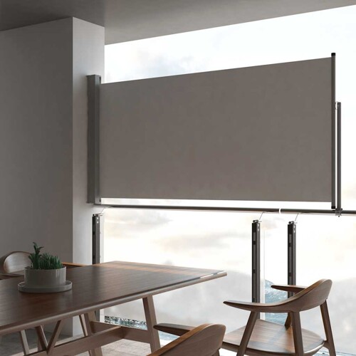 vidaXL Uvlačiva bočna tenda za terasu 120 x 300 cm siva