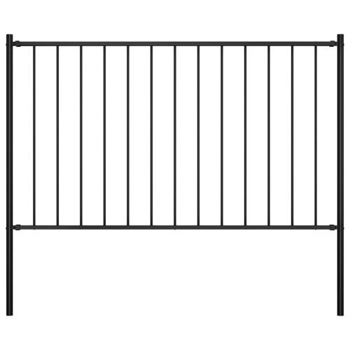 vidaXL Panel za ogradu sa stupovima čelični 1,7 x 1,25 m crni