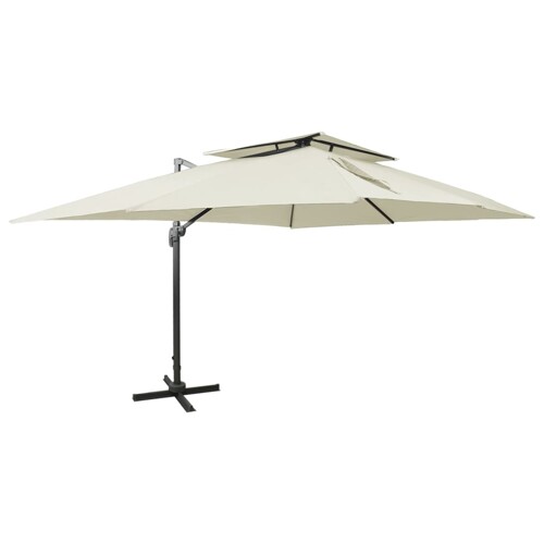 vidaXL Konzolni suncobran s dvostrukim vrhom 400 x 300 cm boja pijeska