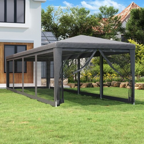 vidaXL Šator za zabave 10 mrežastih bočnih zidova antracit 3x12 m HDPE