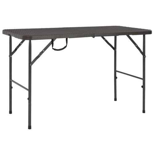 vidaXL Sklopivi vrtni stol smeđi 120 x 60 x 74 cm HDPE izgled ratana