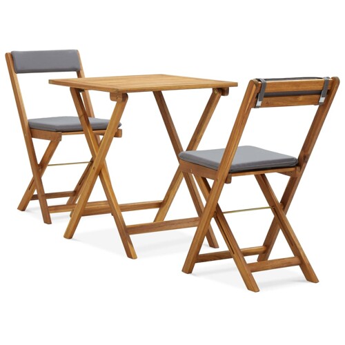 vidaXL 3-dijelni sklopivi bistro set od masivnog bagremovog drva