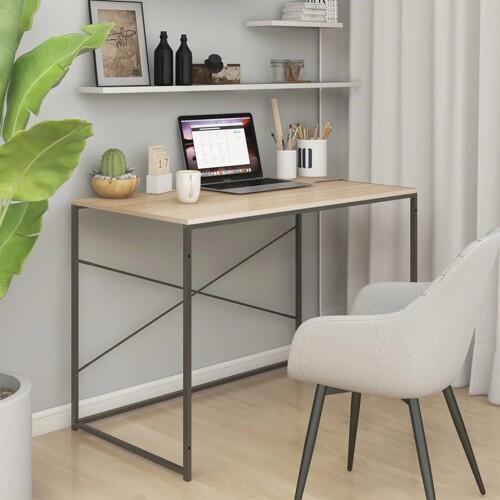 vidaXL Stol za računalo crni i hrast 110x60x70 cm konstruirano drvo