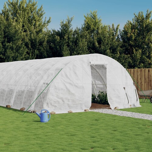 vidaXL Staklenik s čeličnim okvirom bijeli 60 m² 12 x 5 x 2,3 m