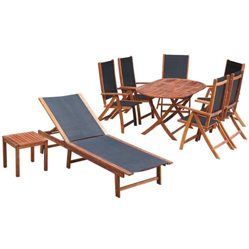vidaXL 9-dijelni vrtni blagovaonski set s jastucima bagremovo drvo