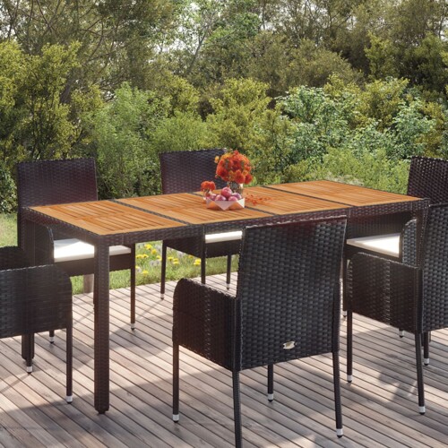 vidaXL Vrtni stol s drvenom pločom crni 190 x 90 x 75 cm od poliratana
