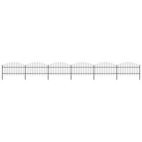 vidaXL Vrtna ograda s ukrasnim kopljima (1-1,25) x 10,2 m čelična crna